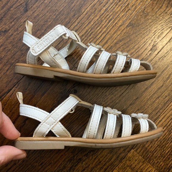 Carter's toddler girl size 8 fisherman sandals Lourdes floral glitter closed toe - Picture 3 of 16